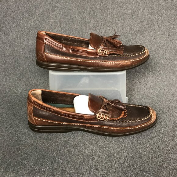 Johnston & Murphy JM Flex Brown Sheepskin Kiltie Tassel Loafers Shoes Mens 9.5 M